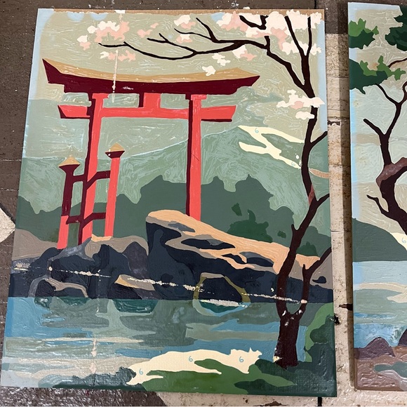 Vintage Wall Decor Vintage Paint By Number Japanese Garden Scene